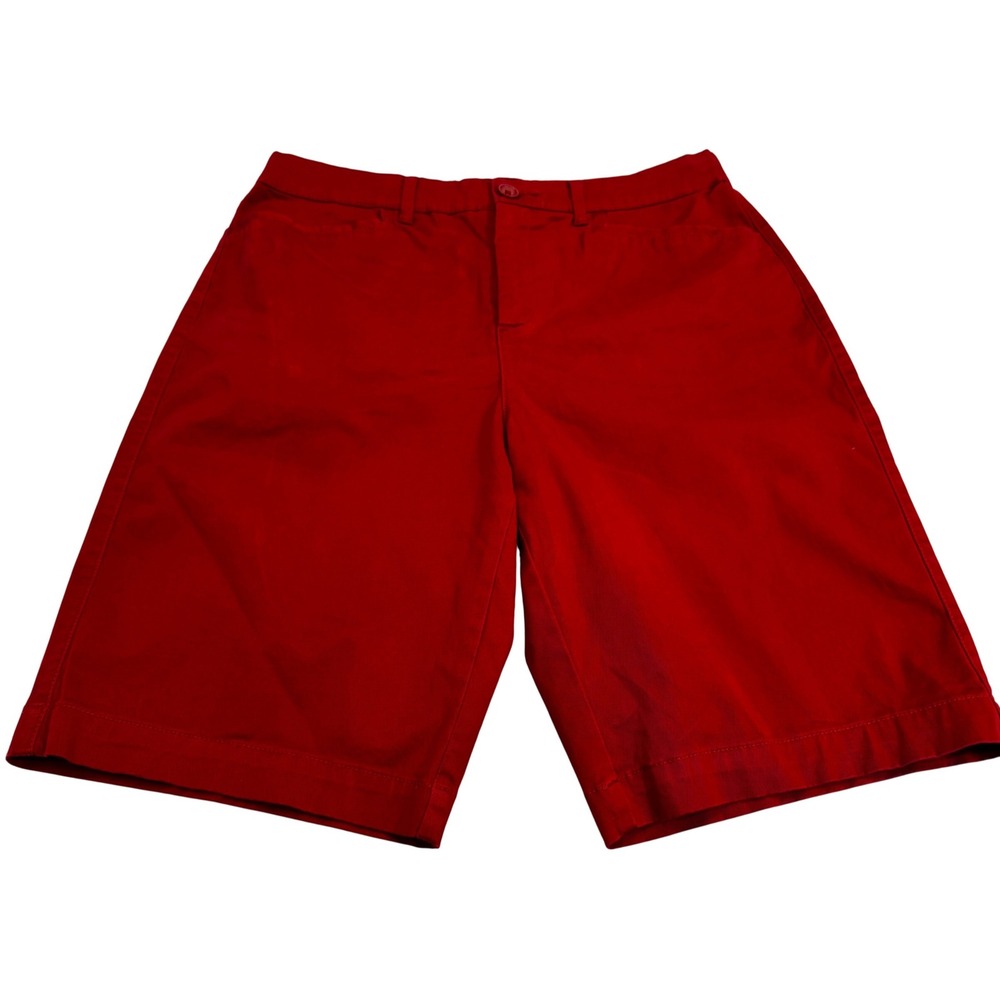 Croft & Barrow Womens Red Stretch Bermuda Shorts Size 10 Chino Walking Shorts
